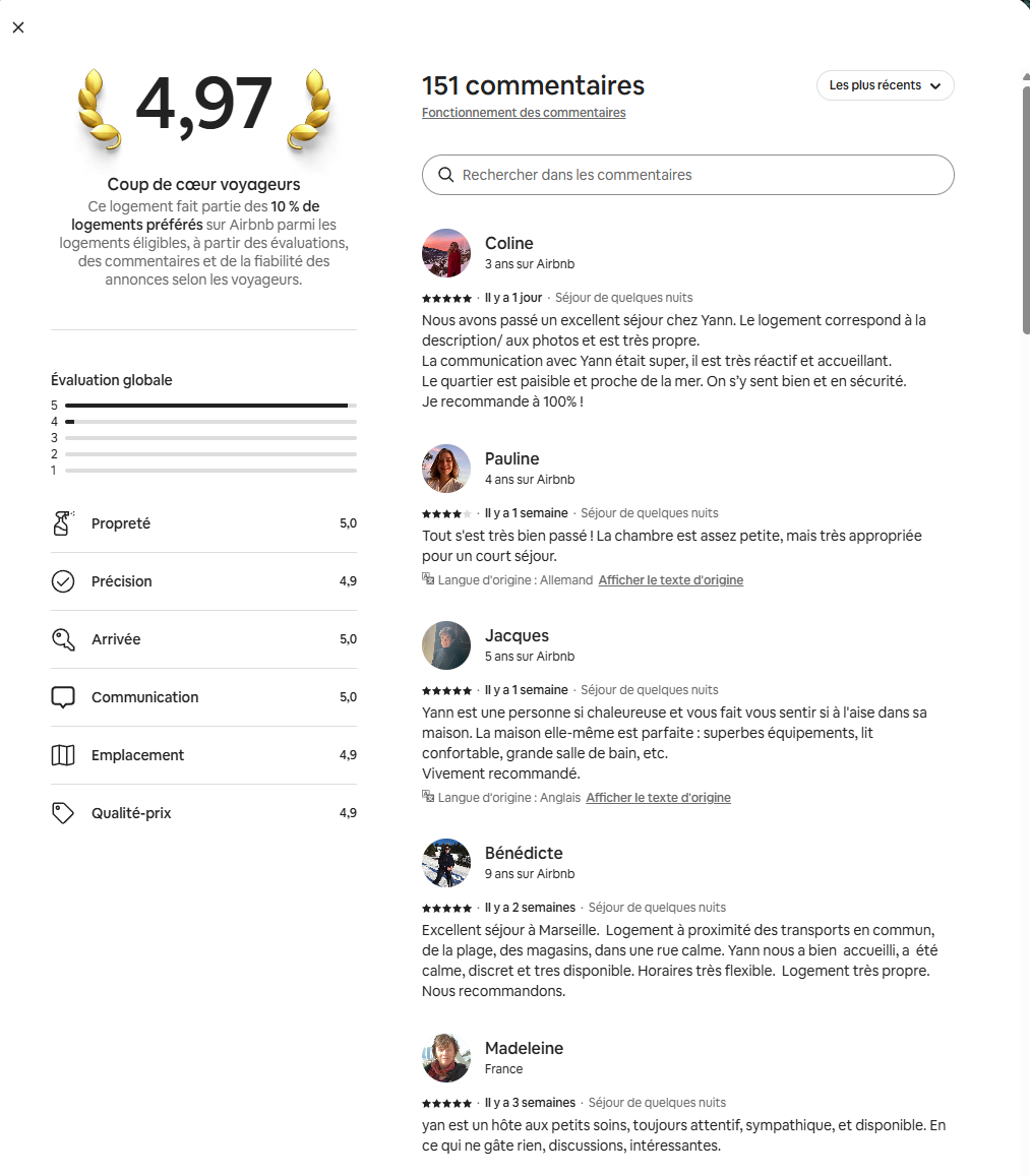Notes et commentaires sur le site airbandb notes airbnb
